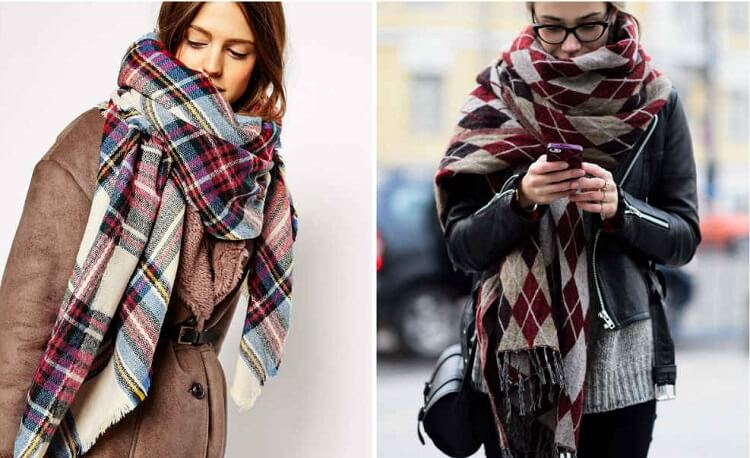 Модные-шарфы-клетка - тренды осени